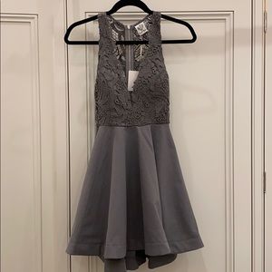 Angel Biba Grey Lace bodice swing dress, size 8